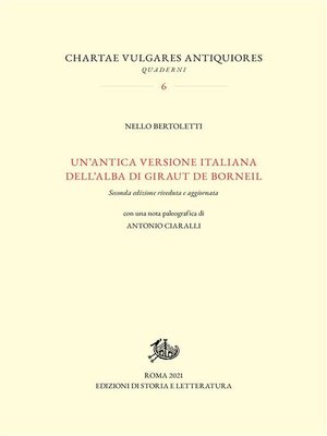 cover image of Un'antica versione italiana dell'alba di Giraut de Borneil. Seconda edizione riveduta e aggiornata